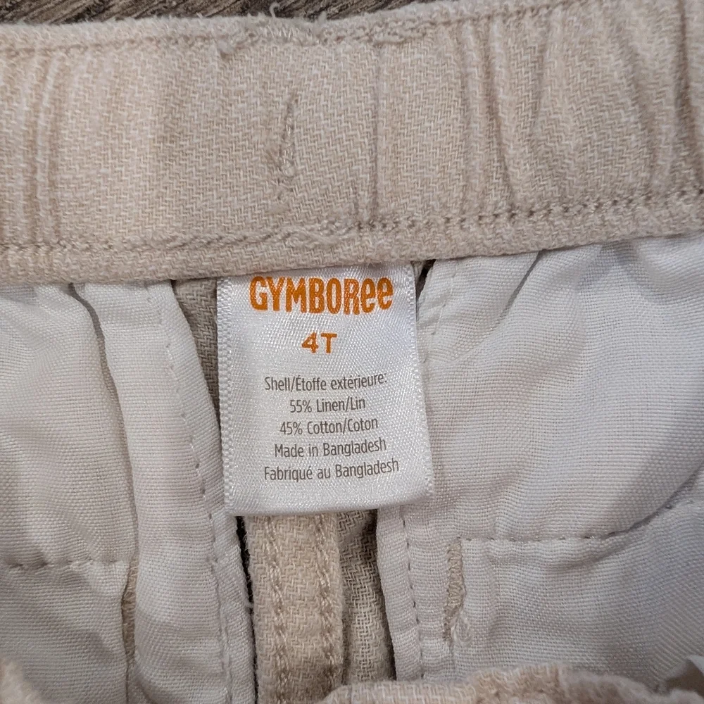 Gymboree 4T Linen Blend Pants Pull On Cuffed Light Tan Cream Neutral Toddler Boy - Picture 5 of 5